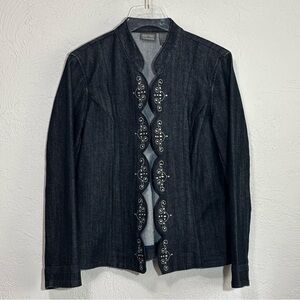 ADDITIONS CHICO’S - FITS LIKE A MEDIUM-  DARK WASH DENIM - SCALLOPS & SEQUIN B7